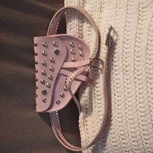 Pink Leather D Saddle Bag